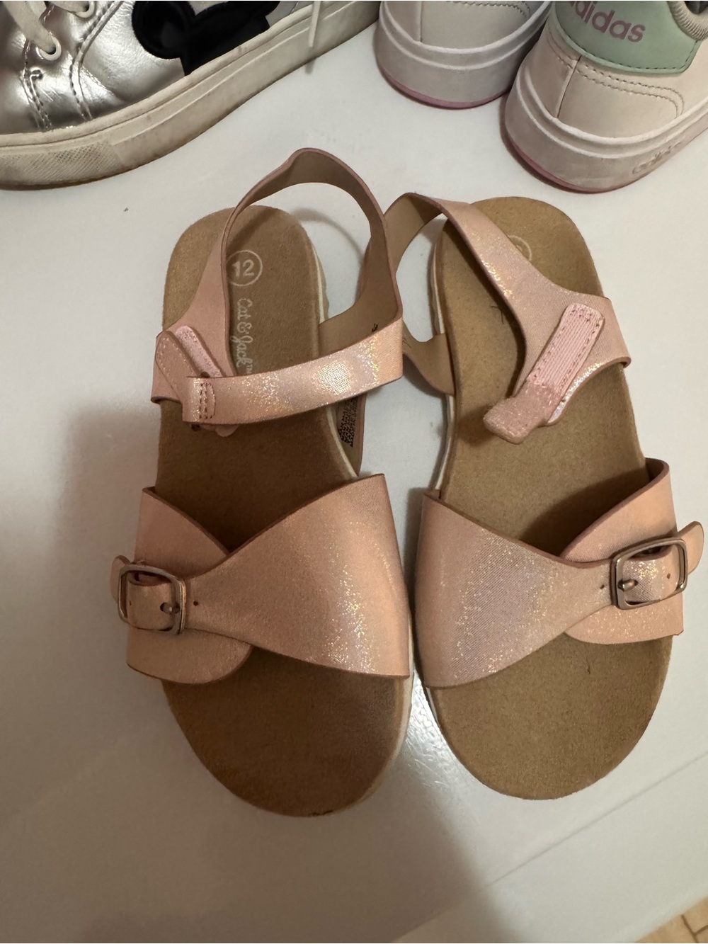 Cat and Jack girls Sparkle Pink Girls' Buckle Sandals